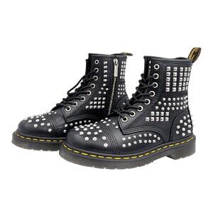 Dr Martens 1460 Studded Zip Atlas Leather Boots Black Punk Women's US 9